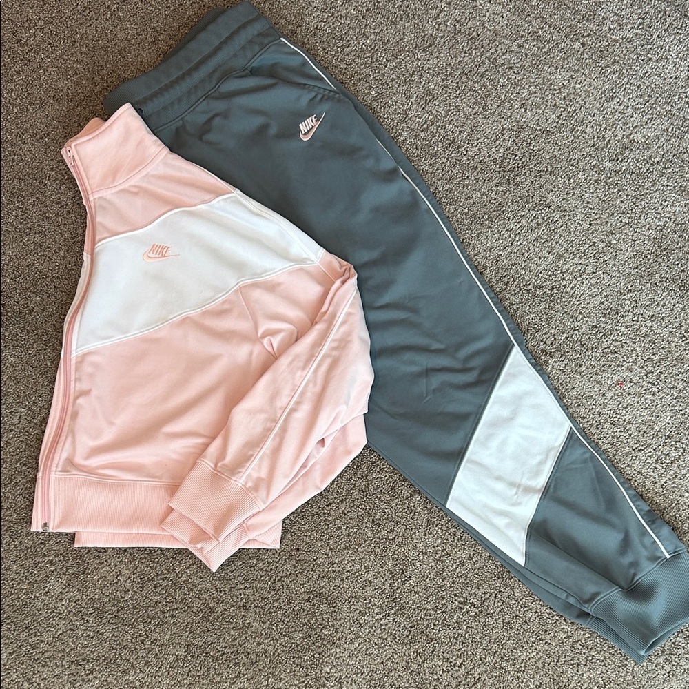 Nike Pink and Gray Tracksuit Set